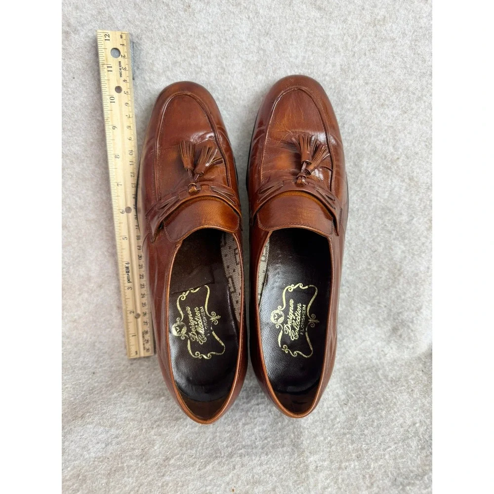 Florsheim Designer Collection Mens 9.5 C Tassel Loafer Leather Brown Dress Shoes